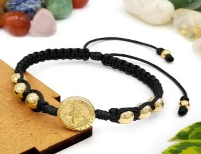PULSERA HOMBRE TEJIDA ORO LAMINADO DE 18 K